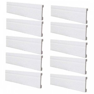 Kit Rodapé de Poliestireno 10 Barras Frisadas de 15cm X 2,44m Rende 24,4 Metros Fb15 Gart