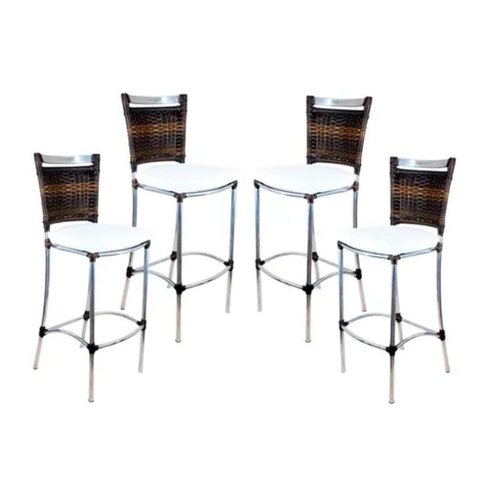 Kit 4 Banquetas em Alumínio e Fibra Sintética Jk para Cozinha, Edícula Trama Original