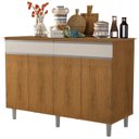Ver imagem 1 de Balcão Buffet Plus. Alto 4 Portas + 2 Gavetas Puxadores em Alumínio Cor Nature com Off White Grande
