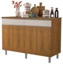 Ver imagem 1 de Balcão Buffet Plus. Alto 4 Portas + 2 Gavetas Puxadores em Alumínio Cor Nature com Off White Grande