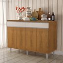 Ver imagem 2 de Balcão Buffet Plus. Alto 4 Portas + 2 Gavetas Puxadores em Alumínio Cor Nature com Off White Grande