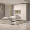 Ver imagem 2 de Guarda-roupa Solteiro com Cama Milena 4 Portas 2 Gavetas 100% Mdf Flex Branco - Acp Móveis