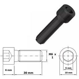 Kit 10 Parafusos Allen com Cabeça Aço Liga M6 - 1mm X 60mm - 2