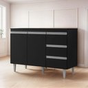 Ver imagem 1 de Balcão Gabinete de Pia Andréia 120cm Preto sem Tampo - Ajl Moveis