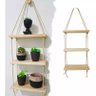 Prateleira Cordas Sisal Tripla Decorativa Vaso Plantas Pinus - 1