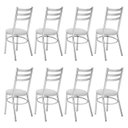 Ver imagem 5 de Conjunto 8 Cadeiras para Sala de Jantar Tradicional Cromado/Branco