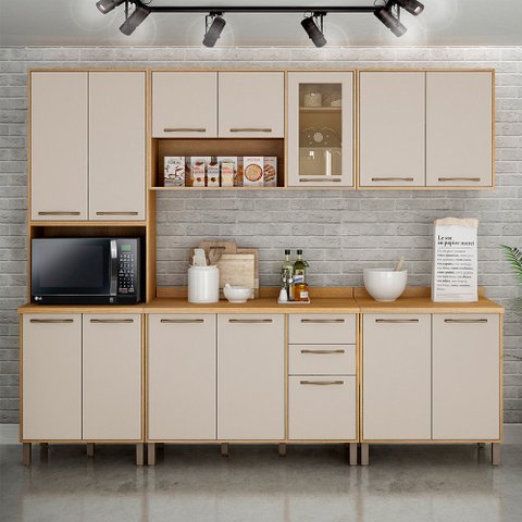 Cozinha Completa 5 Peças Detalhe Vidro Áustria Valdemóveis