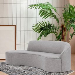 Sofá Curvo 2 Lugares 150cm Eron Braço Esquerdo Linho Cinza Claro - Nexta Casa - 2