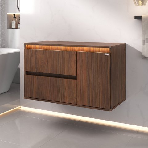 Gabinete Adelaide 90cm Suspenso Led - Fabribam Cacau