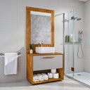 Ver imagem 4 de Conjunto Gabinete Cuba Espelho Banheiro Naturalle Off White