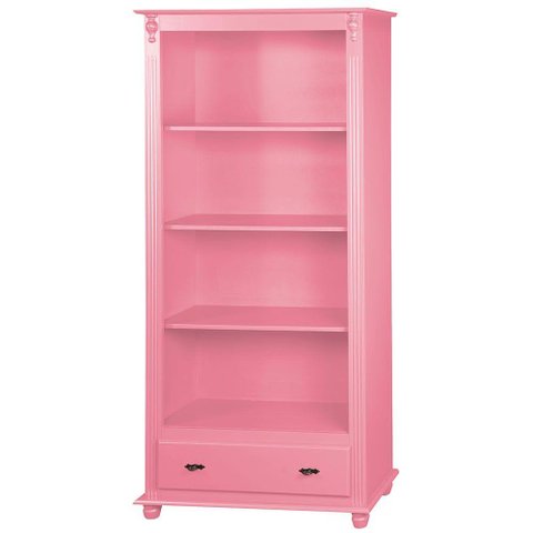 Estante Antique 3 Prateleiras 1 Gaveta Laca Rosa Algodão