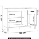 Ver imagem 4 de Balcão de Cozinha para Pia 120cm Classic Damasco/Off Z46 - Mpozenato