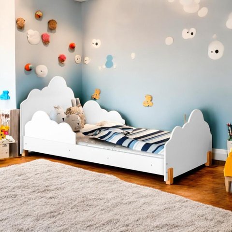 Cama de Princesa Montessori Luara Branco e Mel