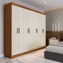 Ver imagem 1 de Guarda-roupa Casal Maxel Paris 8 Portas Mdp Cinamomo/off White