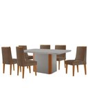 Ver imagem 2 de Mesa de Jantar Isadora 180cm Tampo Mdf Vidro com 6 Cadeiras Veludo Capuccino Off White Naturale