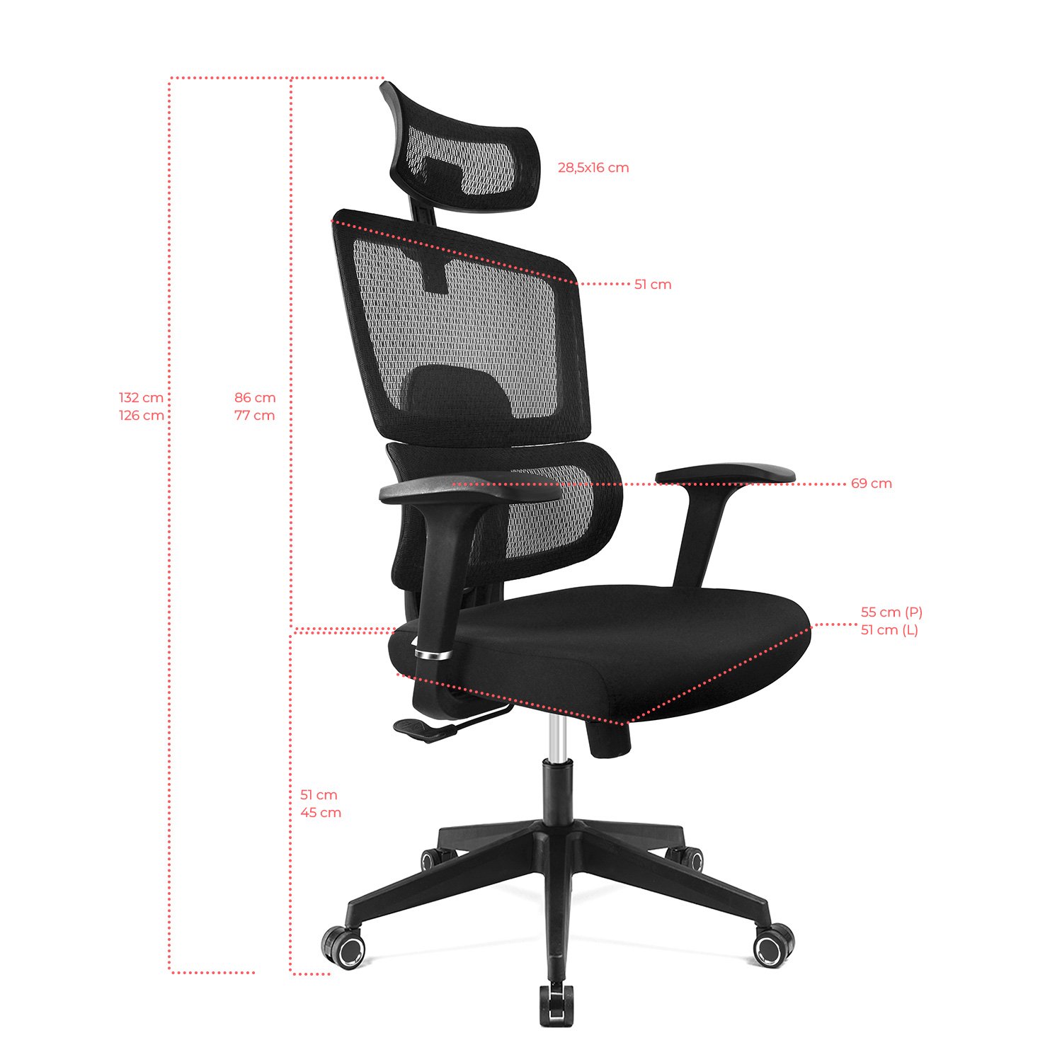 Cadeira Presidente Escritório Ergonômica Gogo Chair Go-251 - Preta - 5