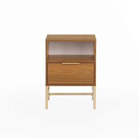 Mesa de Cabeceira Square 1 Gaveta 1 Nicho 43 cm X 40 cm Louro Freijó