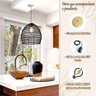 Pendente Fibra Natural Rattan Boho Mesa Sala Preto Nat55 - 7