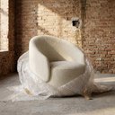 Ver imagem 4 de Poltrona Decorativa Orgânica Saara Sala de Estar Living Luxo Bouclê Off White - Desk Design