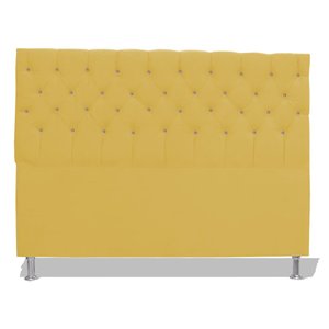 Cabeceira de Cama Box Slim Estrela King Suede 195 Cm Amarelo Dimazza Móveis - Amarelo