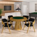 Ver mais imagens de Kit 3 Cadeiras Sala de Jantar e Jogos Carteados Madeira Maciça Poker Veludo Preto/mel G42 - Gran Bel