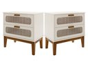 Ver imagem 3 de Kit Mesa de Cabeceira Santorini Quarto Casal Vintage Classico Retro 60cm Off White Brilhante