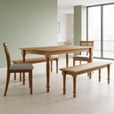Ver imagem 3 de Mesa de Jantar 6 Lugares 160cm com 02 Bancos de Madeira e 02 Cadeiras Lazuli F06 Freijó - Lyam