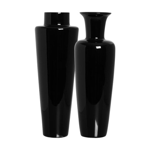 Dupla Vasos de Chão Grandes Paris e Madri de Cerâmica Preto Clássico