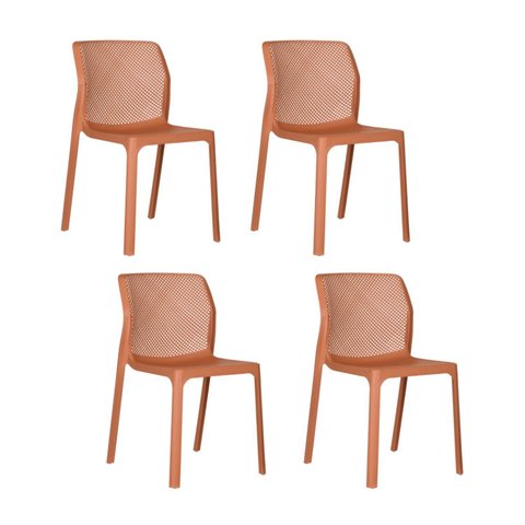 Kit com 4 Cadeiras Capri em Polipropileno - Terracota