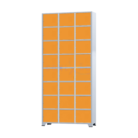 Armário Roupeiro De Aço 24 Portas Para Vestiário Academia Locker Laranja