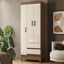 Ver imagem 1 de Guarda-roupa Solteiro Lux 3 Portas 2 Gavetas Jequitiba/off White - Pnr Móveis