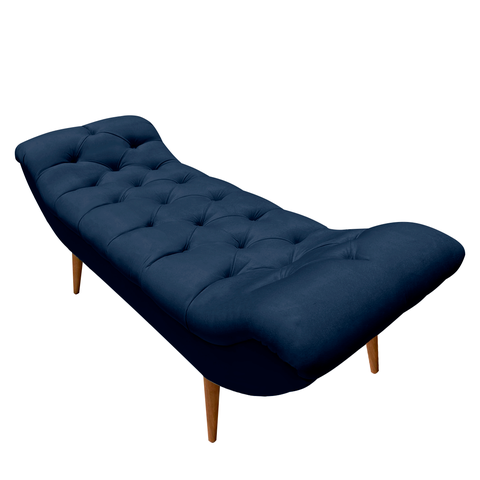 Recamier Sofá Calçadeira 1,6 M Realeza:suede Azul Marinho