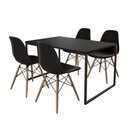 Ver imagem 6 de Mesa Industrial Base De Ferro Preto Tampo 137X90 Preto 4 Cadeiras Madeira Assento Preto Preto