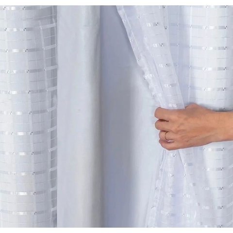 Cortina 4,00x2,80 Microfibra C/voil Xadrez Quarto ou Sala