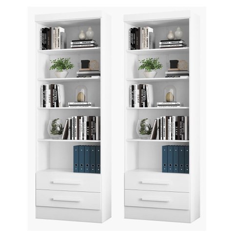 Kit com 02 Estantes Livreiros 3420 Qmovi Branco