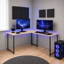 Ver imagem 4 de Mesa em L sem Prateleira Orion em MDF Estilo Industrial Klm Store