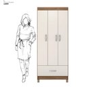 Ver imagem 4 de Guarda Roupa Solteiro 3 Portas e 1 Gaveta Realeza Amêndola Touch-off White