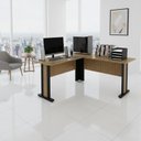 Ver imagem 1 de Mesa de Canto para Escritório ou Atendimento 160cm Tampo Office Amêndoa e Preto Marrom