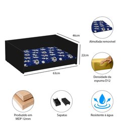 Cama Pet Resistente Caminha Estofada Almofada Removível Lavável Para Cachorro Gato - Preto/Azul- - 5