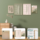 Ver imagem 1 de Kit 4 Quadros para Decoração Folhas Minimalista Sala Cozinha Natural - com Vidro