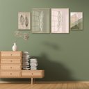 Ver imagem 2 de Kit 4 Quadros para Decoração Folhas Minimalista Sala Cozinha Natural - com Vidro