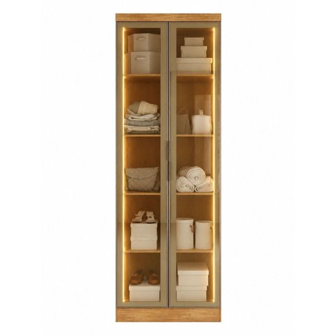 Guarda-Roupa Modulado Reflecta 2 Portas com LED e Prateleiras 100% MDF Cairo