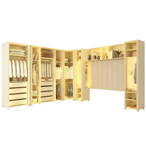 Guarda Roupa Modulado 07 Innova Reflecta 14 Portas Off White - Gelius