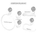 Ver imagem 3 de Kit Acessórios para Banheiro 5 Peças Linha Bello Cor Branco e Cromado Durín
