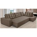 Ver imagem 1 de Sofá de Canto Retrátil e Reclinável com Molas 3,00x2,00 Berlim Suede Cappuccino Mirra Decor