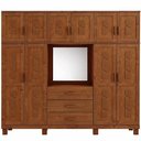 Ver imagem 3 de Guarda Roupa Casal Lorie F06 10 Portas de Bater 3 Gavetas Madeira Maciça com Espelho Castanho Lyam