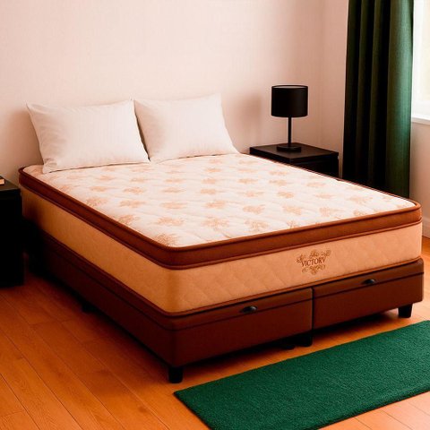 Cama Box Baú King e Colchão Victory Molas V-store Marrom
