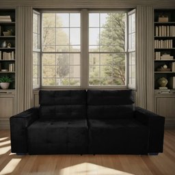 Sofá Retrátil e Reclinável Berlin Sala Quarto 2,00 Preto - 2