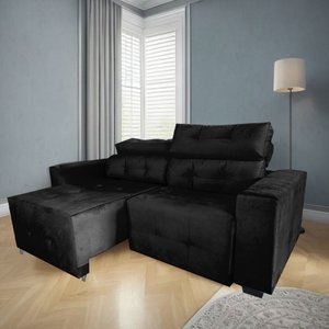 Sofá Retrátil e Reclinável Berlin Sala Quarto 2,00 Preto