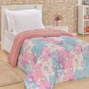 Ver imagem 1 de Edredom Diverkids Solteiro Infantil Malha Estampada 1 Peça - Unicórnio Rosa